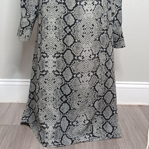 Halogen Sz 1 Snake Print Long-Sleeve Office Midi Wrap Dress - Picture 5 of 12